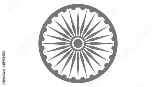 Принти на полотні Ashoka Chakra wheel vector icon, grey Indian national symbol with 24 spokes, dha
