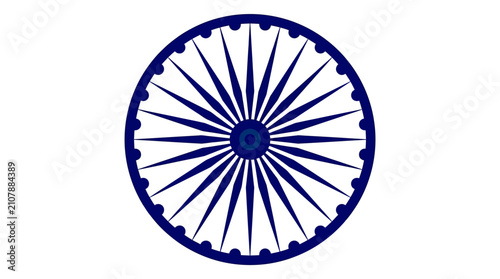 Fotografia Ashoka Chakra vector icon, navy blue wheel of dharma with 24 spokes, Indian nati