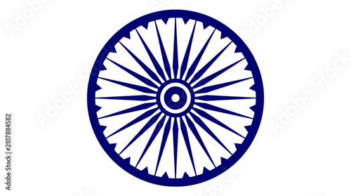 Fotografia Ashoka Chakra vector illustration, navy blue wheel of dharma with 24 spokes, nat