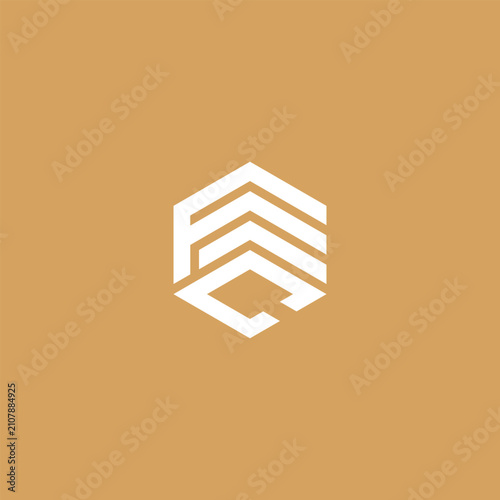 Geometric F C logo with concept polygon design on orange background