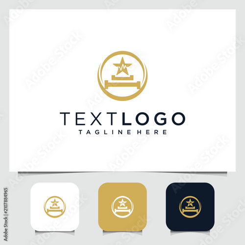 gold logo bed abstract design with star and book