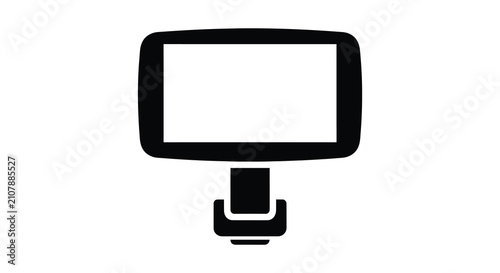 Computer monitor with stand black and white silhouette display screen desktop