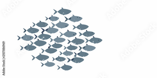Sticker A school of blue fish depicted in a loose watercolor illustration on a white bac
