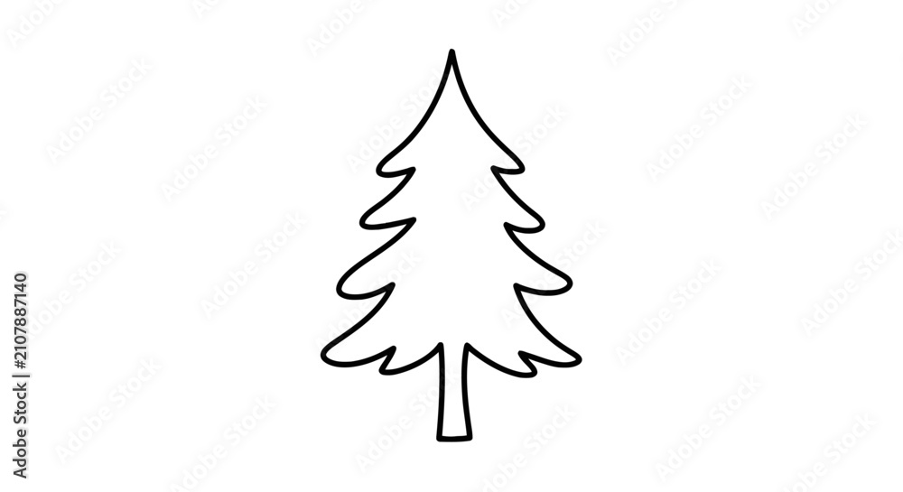 Obraz premium Simple evergreen tree outline icon