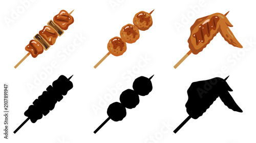 Foto Professional Vector Collection Featuring Traditional Japanese Yakitori Chicken S