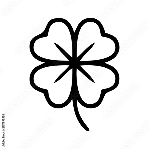 Four leaf clover icon. Lucky shamrock symbol for St Patrick Day.