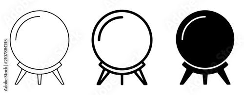 Canvas-taulu Set of crystal ball icons in different styles with stand on transparent backgrou