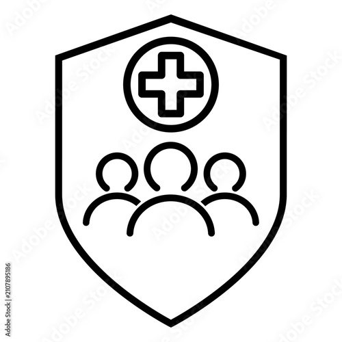 Family healthcare icon vector. Primary care illustration sign. Family medicine symbol. Medical logo or mark.