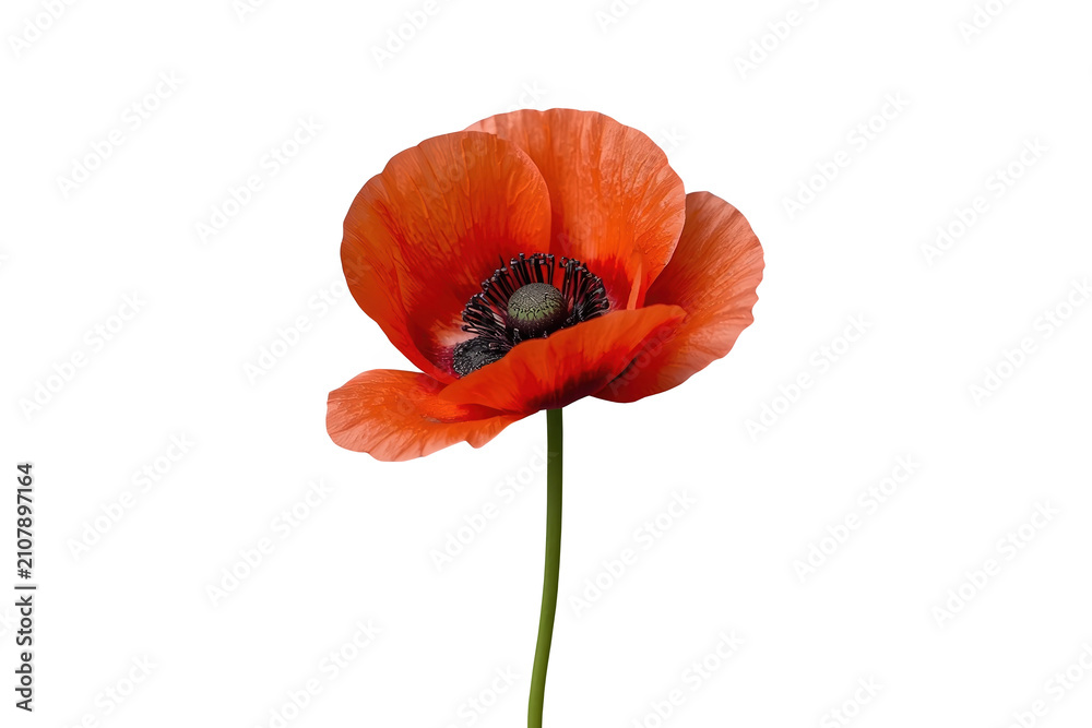 Obraz premium Red poppy creating a symbol of remembrance and natural beauty, isolated on transparent background