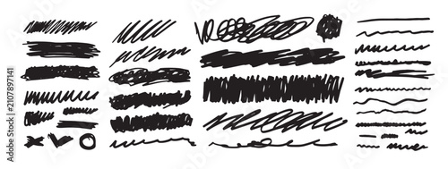 Marker shape text box. Hand drawn highlight strokes with underline pen textures. Black chalk brush strokes with pencil line crayon texture