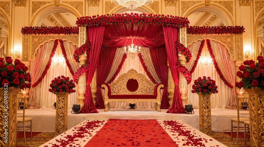 Fototapeta premium Indian wedding stage ceremony decoration