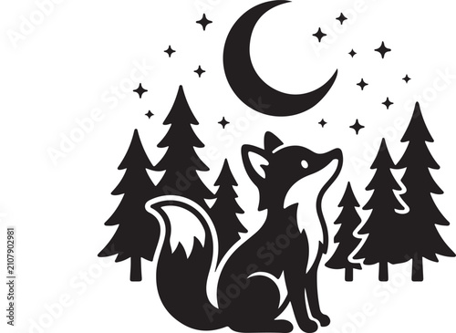 Konstfotografi Moonlit Fox Silhouette Icon