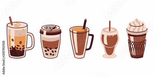 Obraz na płótnie Assorted Coffee Drinks Illustration A Collection Of Hand drawn Beverage Styles I