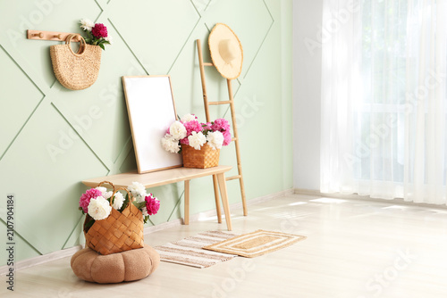 Bright room interior with g...