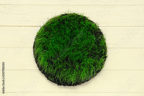 Soil with fresh green wheat...