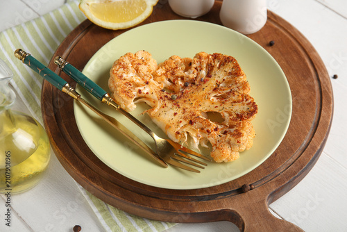 Plate with grilled cauliflo...