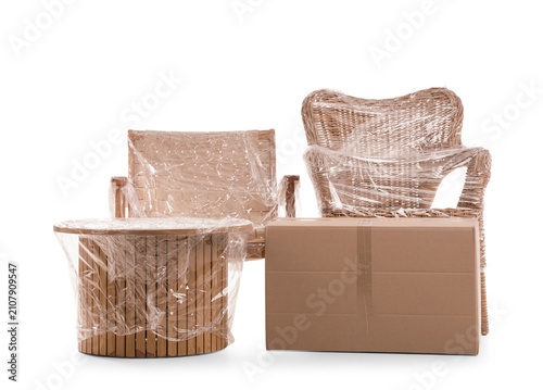 Armchairs with table wrappe...