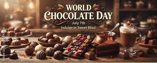 World Chocolate Day banner with gourmet chocolates