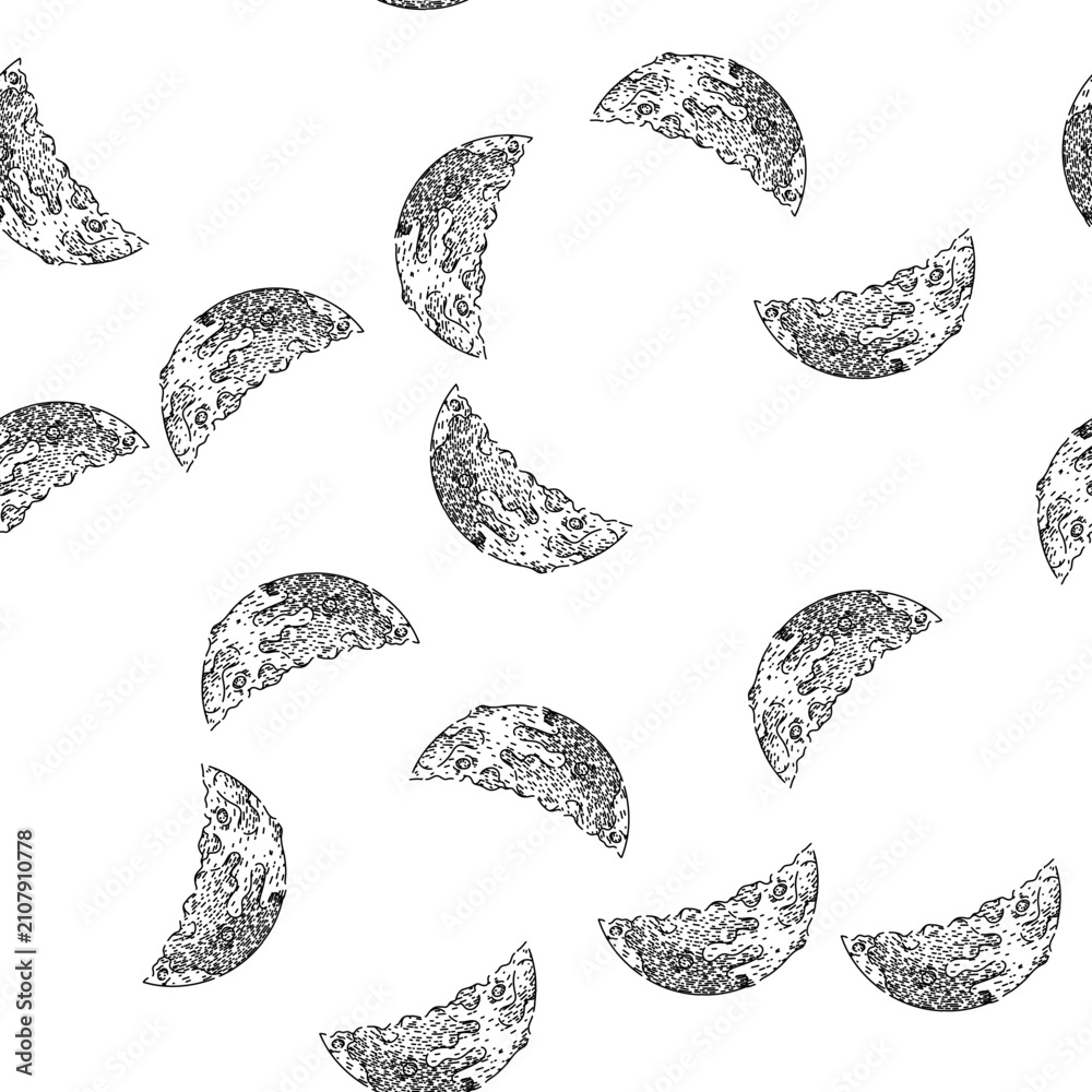 Ταπετσαρία seamless pattern eclipse moon hand drawn