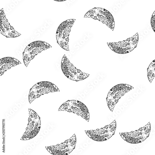 Принти на полотні seamless pattern eclipse moon hand drawn