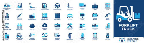 Cuadro en lienzo Forklift truck icon set