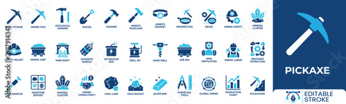 Fotografie Pickaxe icon set