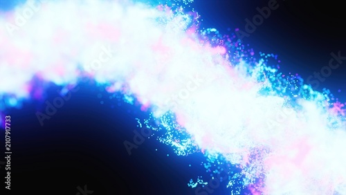 Abstract Neon Particle Wave Flow. Computer generated 3d render