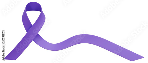 Extended Purple Awareness Ribbon Wavy Design 3D Isolated Object