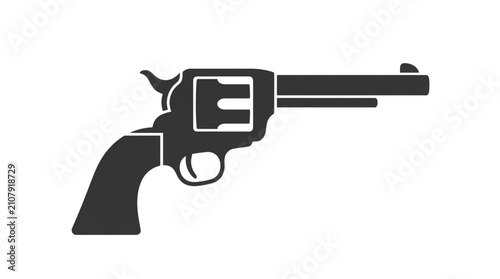 Bild auf Leinwand Silhouette of a classic revolver pistol weapon.