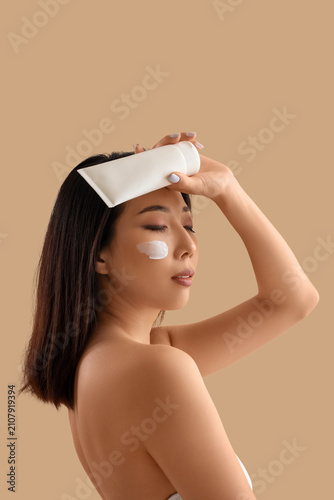 Beautiful Asian woman with ...