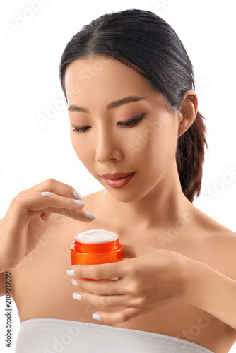 Beautiful Asian woman with ...