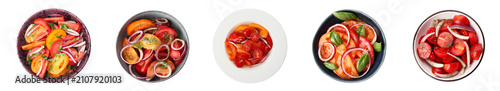 Five fresh tomato and onion...