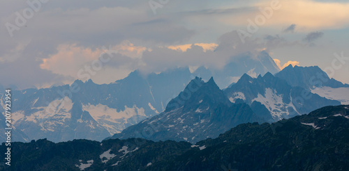 Bild auf Leinwand Switzerland Furka Pass temporary and Alps