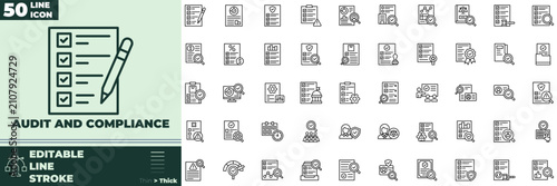 Foto Audit And Compliance Line Editable Icons set