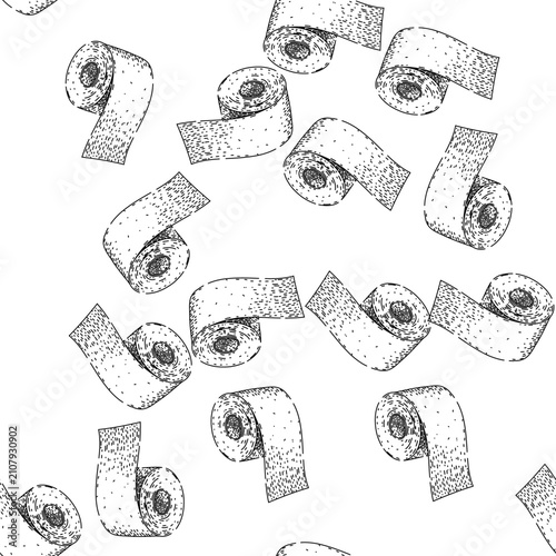 Bild auf Leinwand seamless pattern hygiene toilet paper roll hand drawn