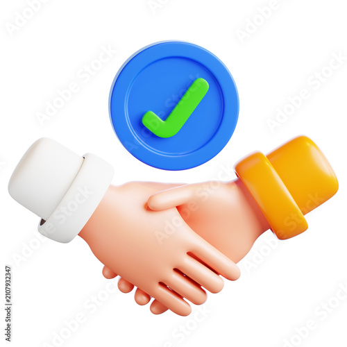 Obraz na płótnie 3D Handshake With Checkmark Icon
