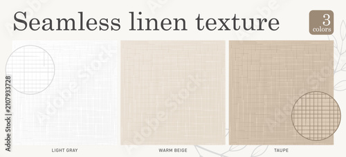 Burlap linen textures set of seamless cotton fiber