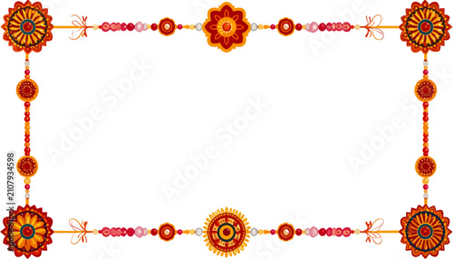Festive rakhi border with colorful beads and floral motifs