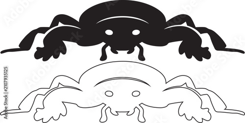 Quadro su tela Beetle insect silhouette vector graphic set with silhouette creature minimalist