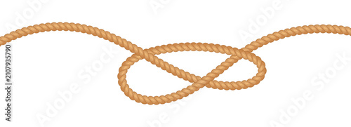 Картината върху платно Overhand rope knot, vector marine string pattern