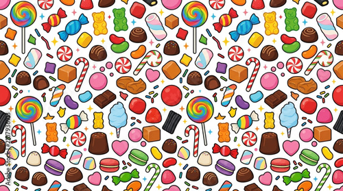 Canvas Print Colorful Assorted Candies and Sweets Pattern Design.