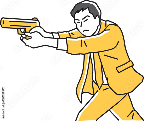 拳銃を向ける男性