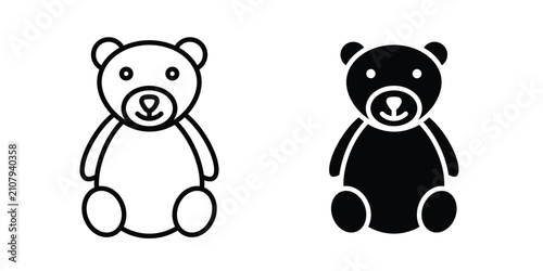 Photography Teddy bear icon simple drawings set