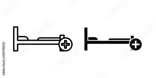 Foto Hospital bed icon simple drawings set
