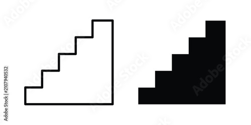 Fotografía Stairs icon simple drawings set