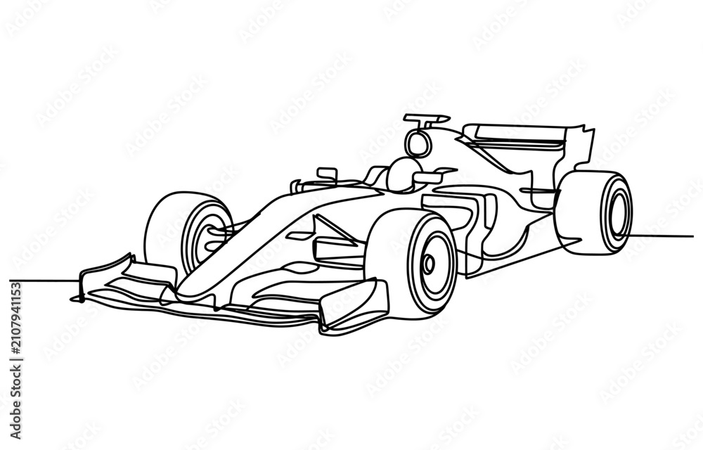 Obraz premium Continuous single line drawing of a fast formula one race car Vector, illustration