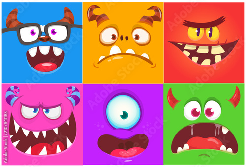 Bild auf Leinwand Funny cartoon monsters faces