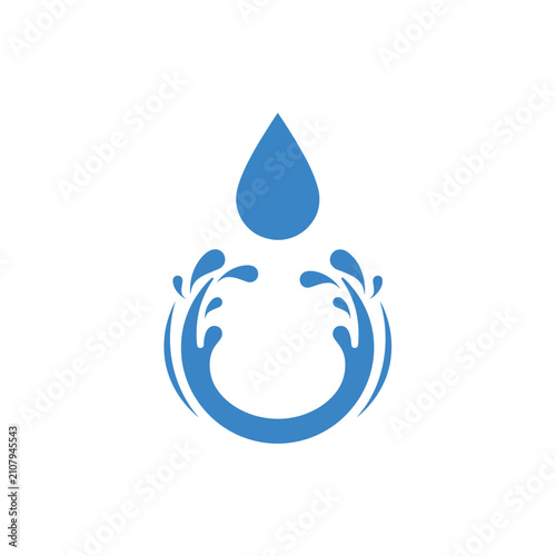 Water droplet and swirling water shape blue silhouette design