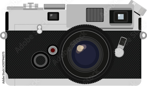 Bild auf Leinwand Classic vintage silver and black rangefinder film camera vector illustration