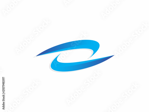 A modern graphic logo depicting two interlinking abstract swosh or wave shapes. The design utilizes a smooth blue gradient, suggesting motion, flow, connectivity, and sleekness, presented